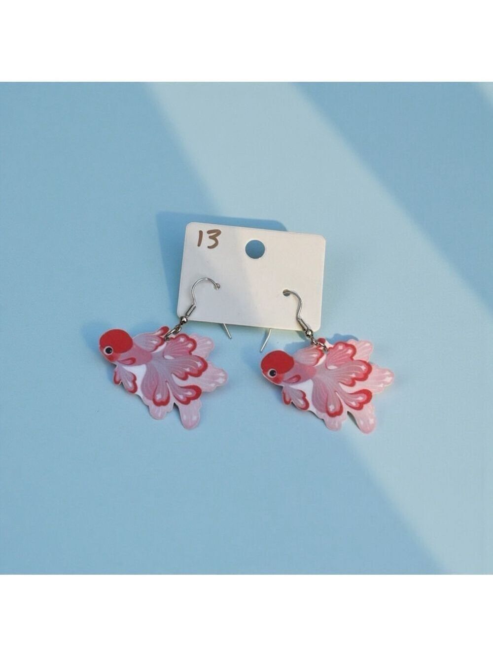 Goldfish Drop Earrings Pink Red NWOT